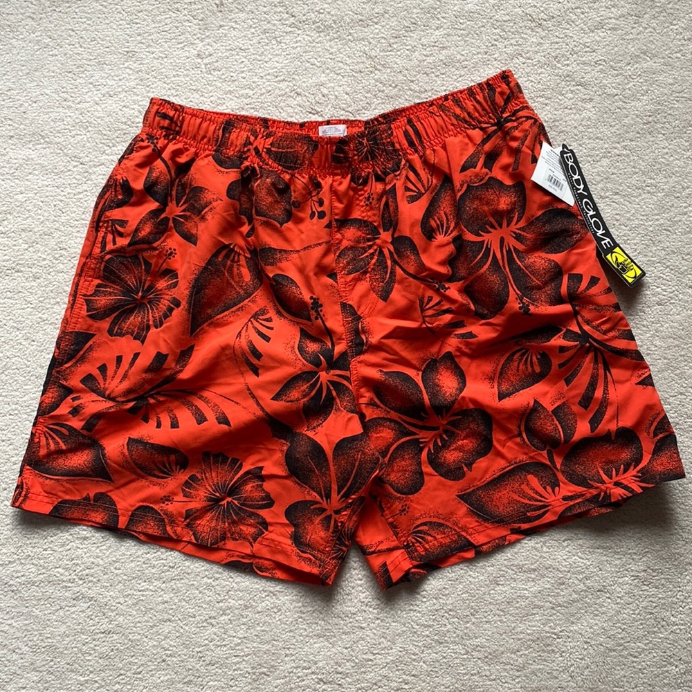 New Men’s Body Glove swim trunks shorts size XXL orange and black